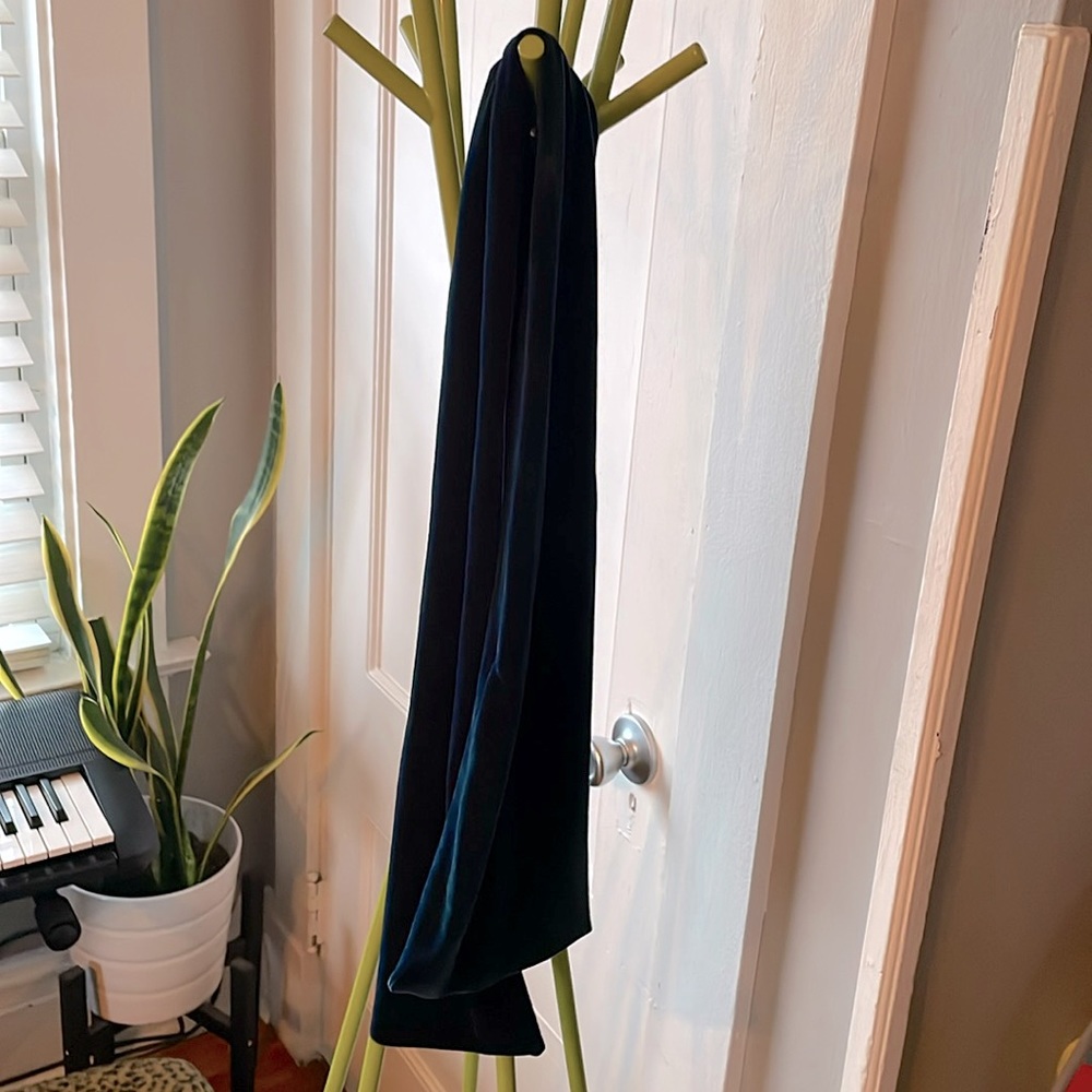 Velvet vintage peacock colored scarf by nyc artisan Shaneen Huxham.